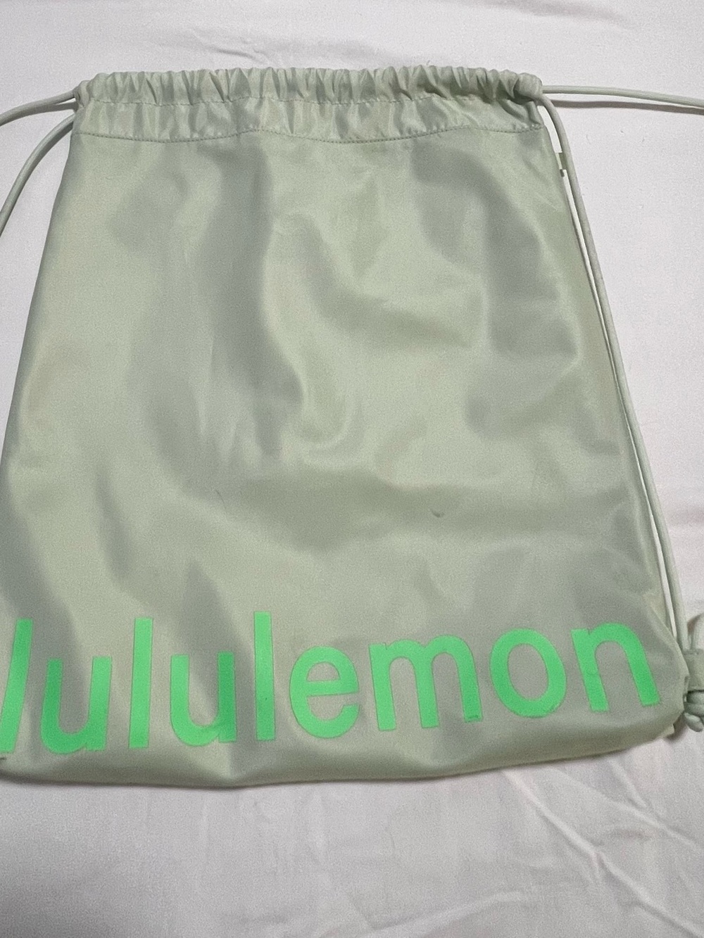 lululemon athletica Mint Green Drawstring Logo Gym Sack